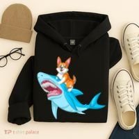 Corgi Riding Shark Hoodie thumb 4