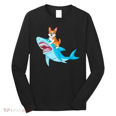 Corgi Riding Shark Long Sleeve Shirt