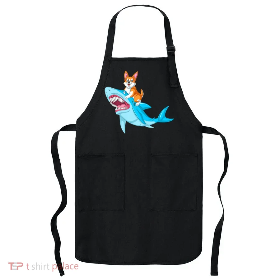 Corgi Riding Shark Apron