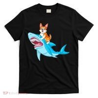 Corgi Riding Shark T-Shirt thumb 0