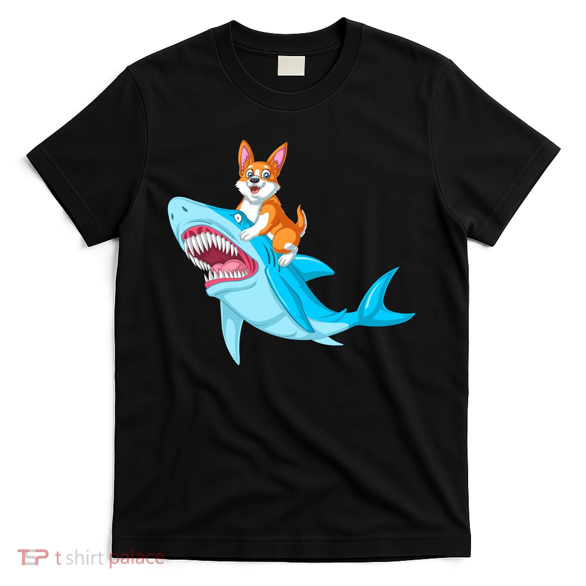 Corgi Riding Shark T-Shirt
