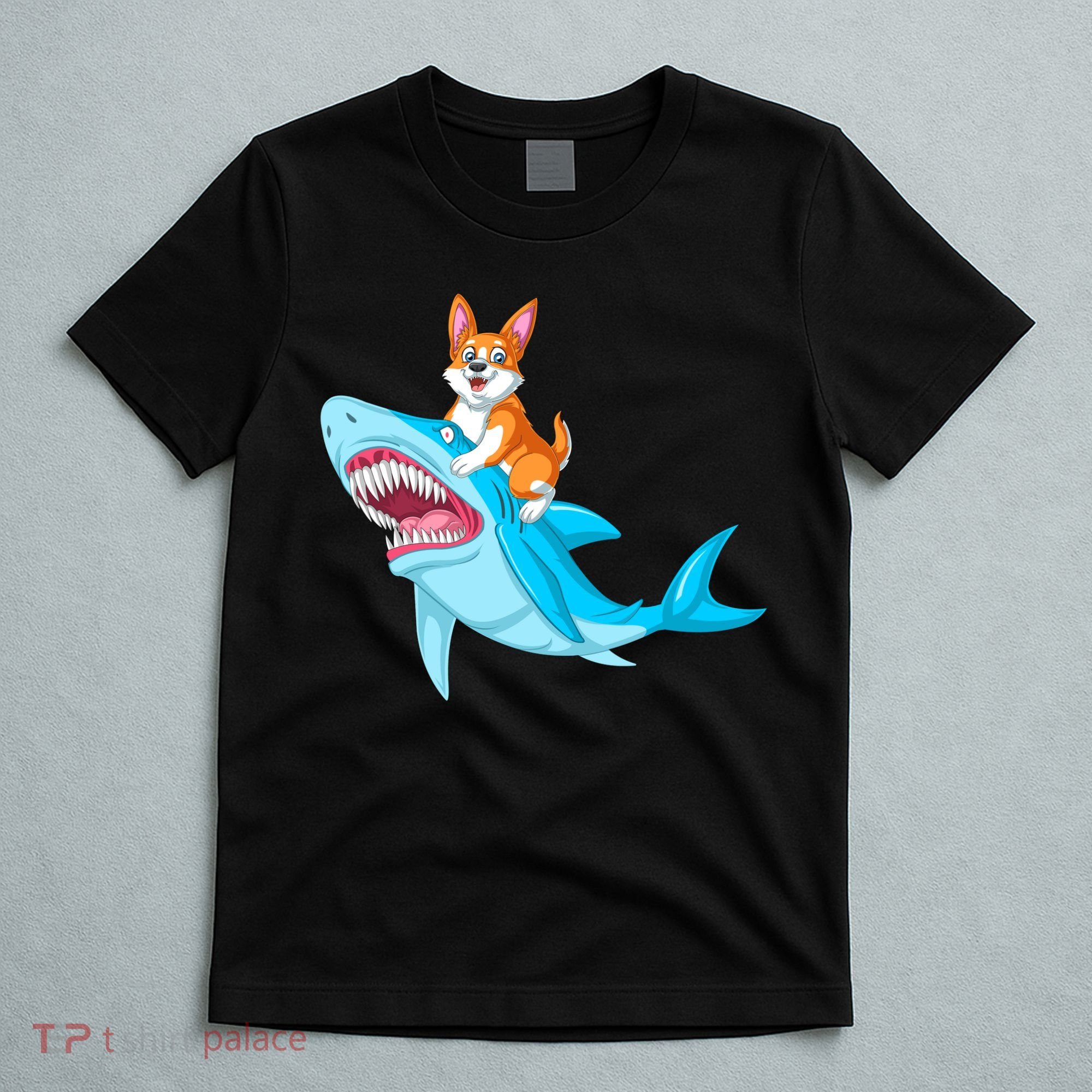 Corgi Riding Shark T-Shirt