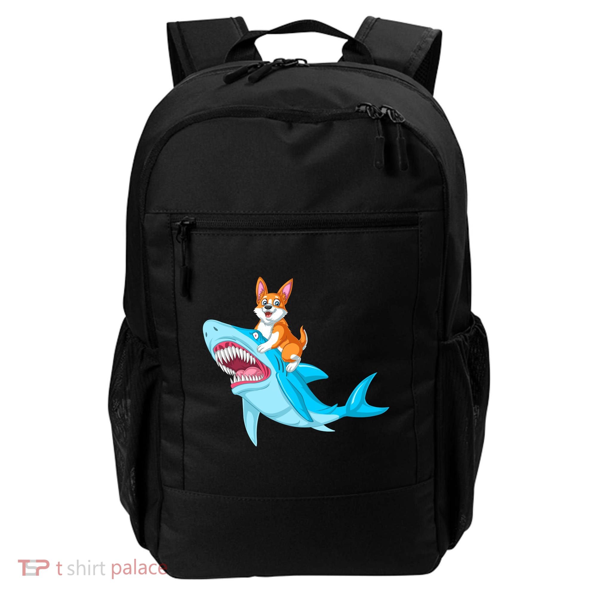 Corgi Riding Shark Backpack
