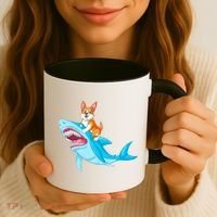 Corgi Riding Shark Coffee Mug thumb 3