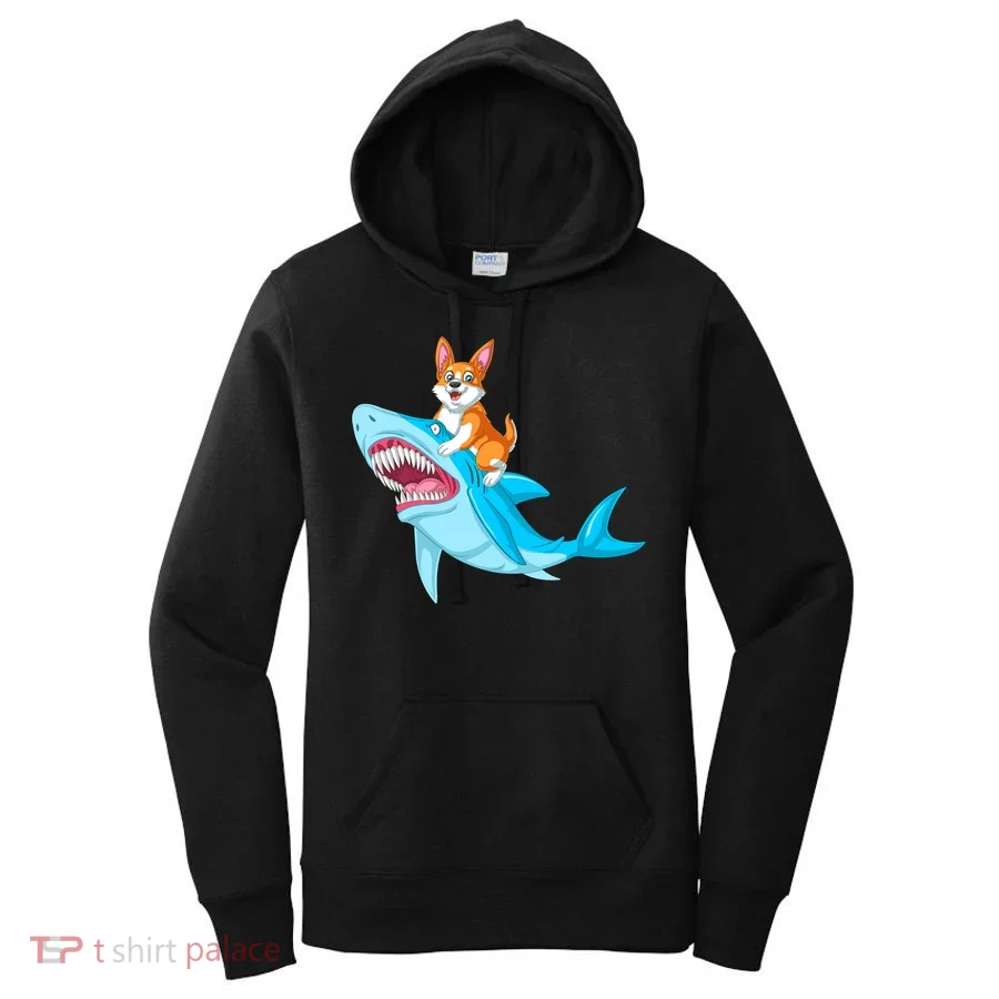 Corgi Riding Shark Women's Hoodie