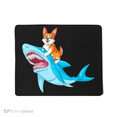Corgi Riding Shark Mousepad