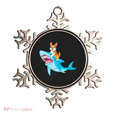 Corgi Riding Shark Ornament