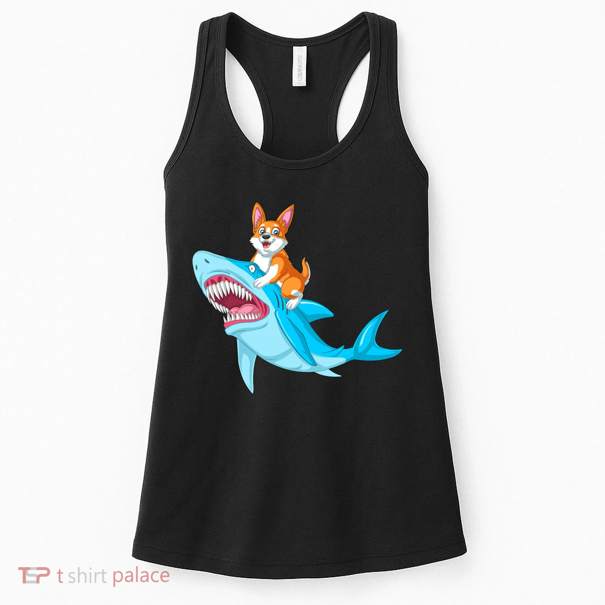 Corgi Riding Shark Women's Tank Top