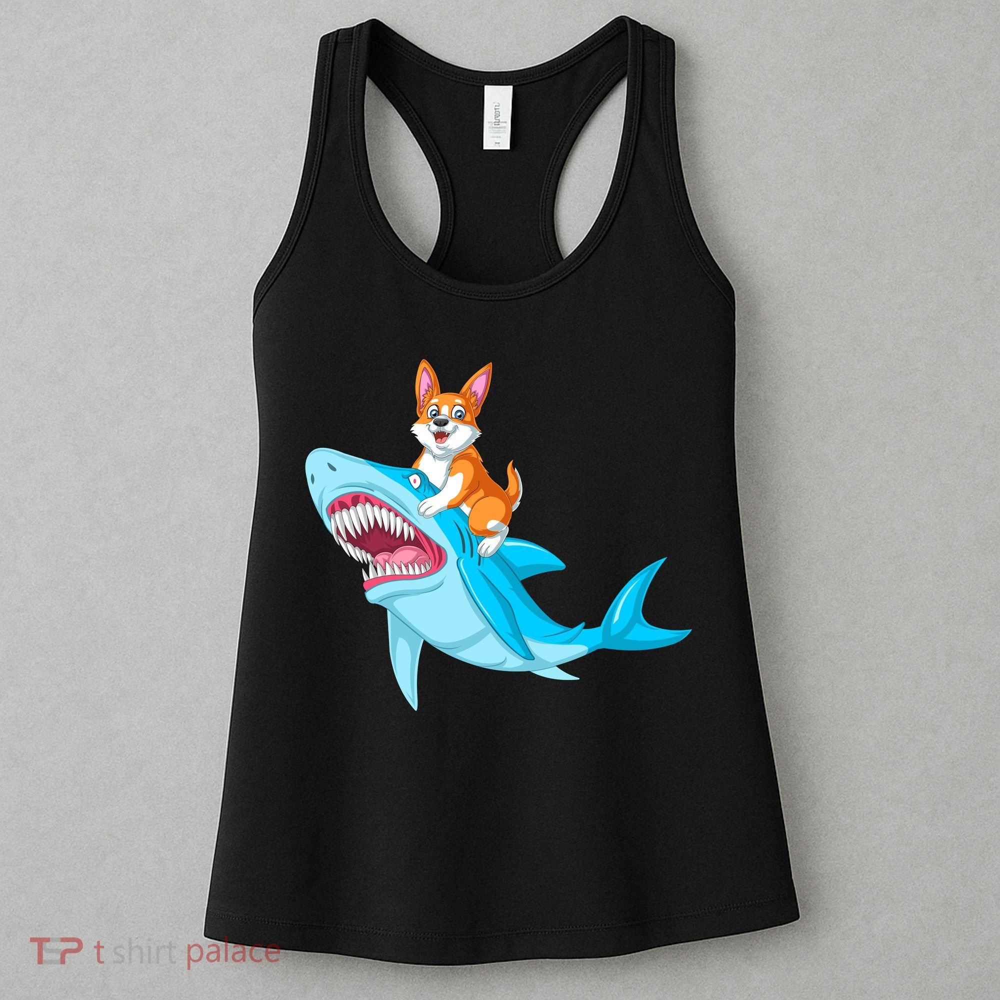 Corgi Riding Shark Women's Tank Top