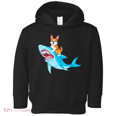 Corgi Riding Shark Toddler Hoodie