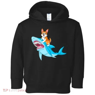 Corgi Riding Shark Toddler Hoodie