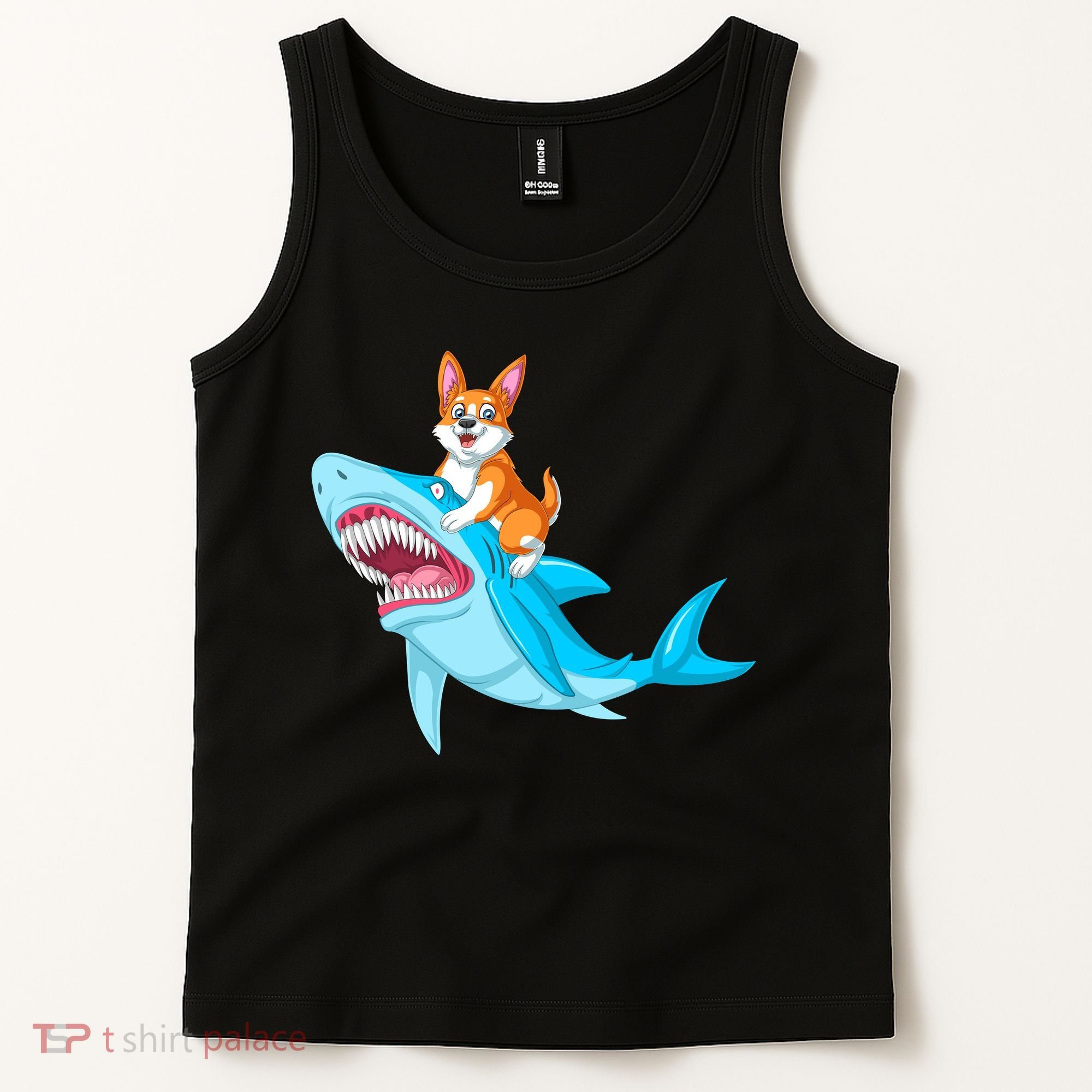 Corgi Riding Shark Tank Top
