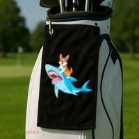 Corgi Riding Shark Golf Towel thumb 2