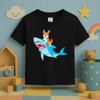 Corgi Riding Shark Toddler T-Shirt thumb 3