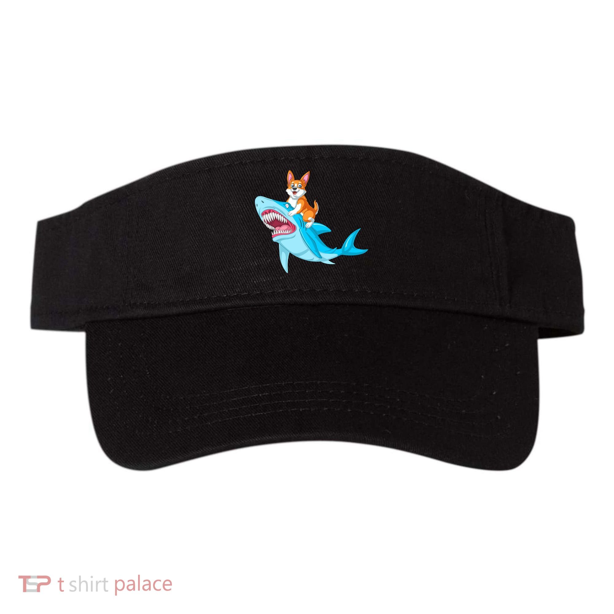 Corgi Riding Shark Visor