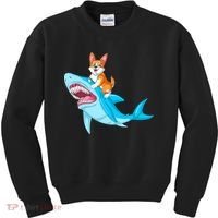 Corgi Riding Shark Kids Sweatshirt thumb 0