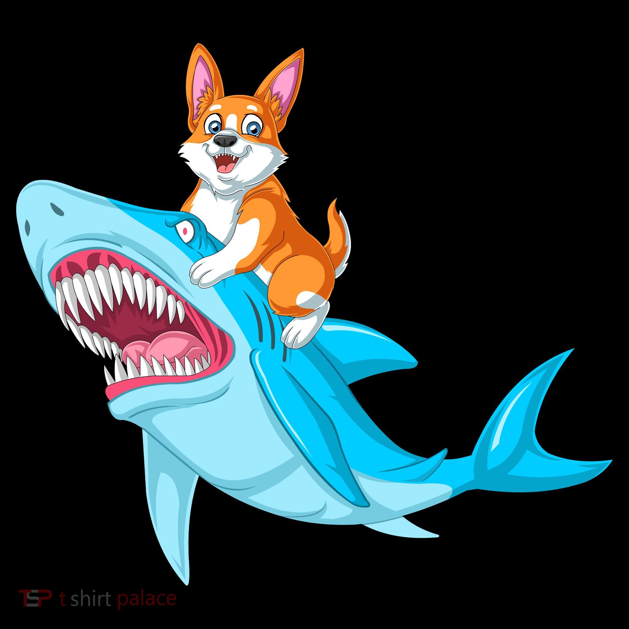 Corgi Riding Shark Kids Sweatshirt