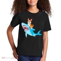 Corgi Riding Shark Kids T-Shirt thumb 2