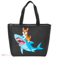 Corgi Riding Shark Tote Bag thumb 0