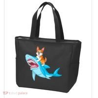 Corgi Riding Shark Tote Bag thumb 3