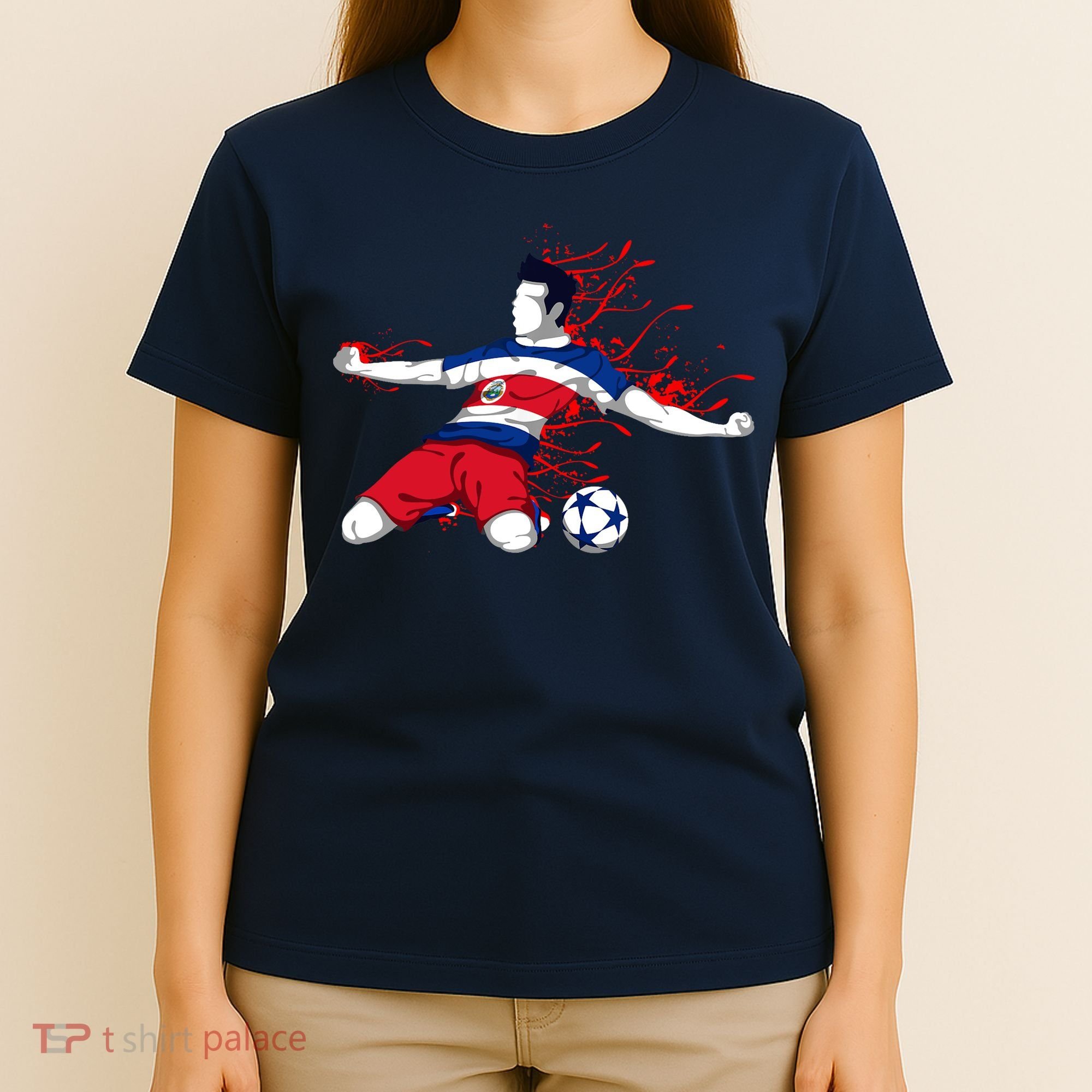 Costa Rica Soccer Costa Rican National Flag Football Lovers T-Shirt