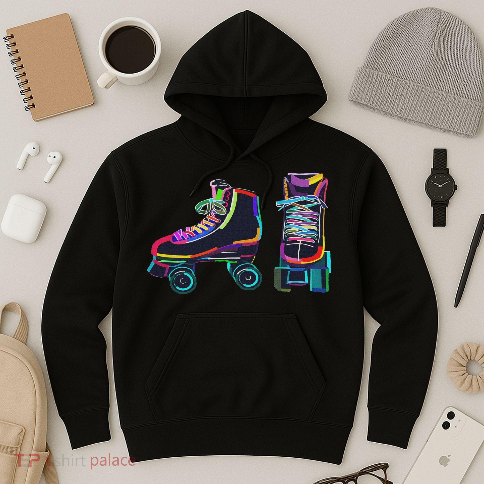 Colourfull Roller Skate Novelty Rollerskate Skating Hoodie