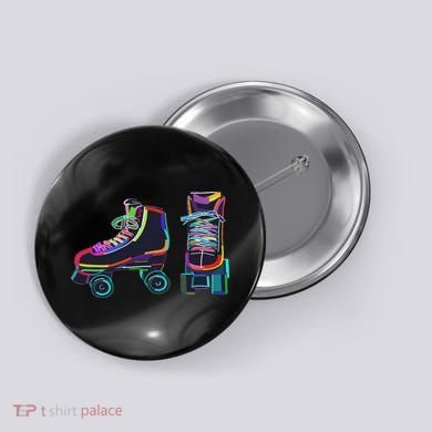 Colourfull Roller Skate Novelty Rollerskate Skating Button