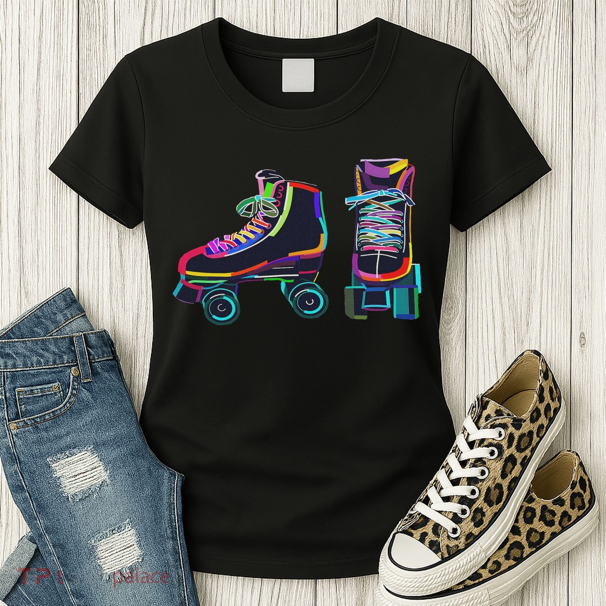 Colourfull Roller Skate Novelty Rollerskate Skating Women's T-Shirt