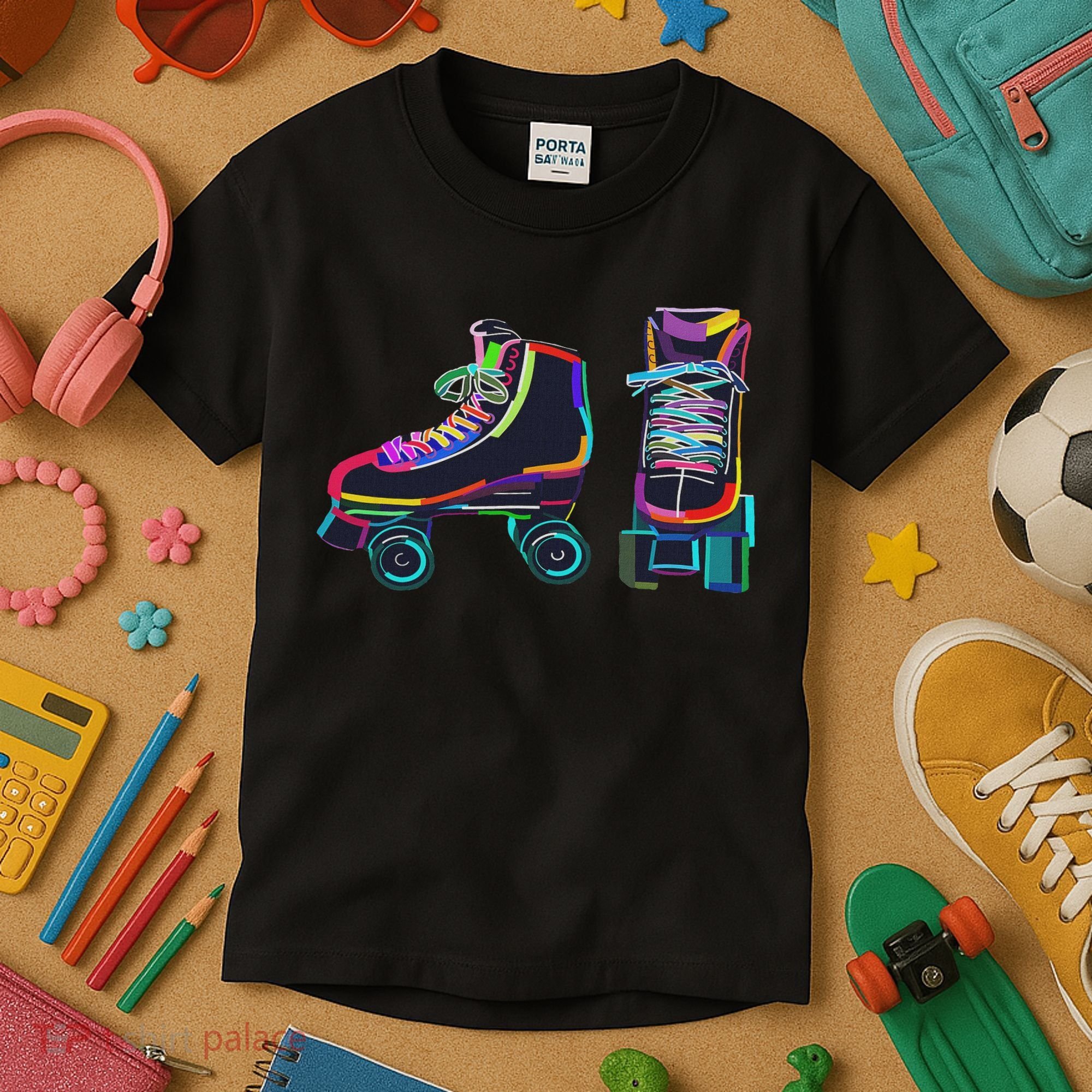 Colourfull Roller Skate Novelty Rollerskate Skating Kids T-Shirt