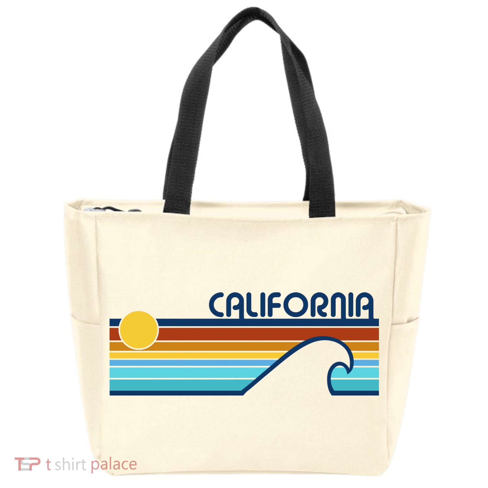 California Retro Sunset Beach Tote Bag