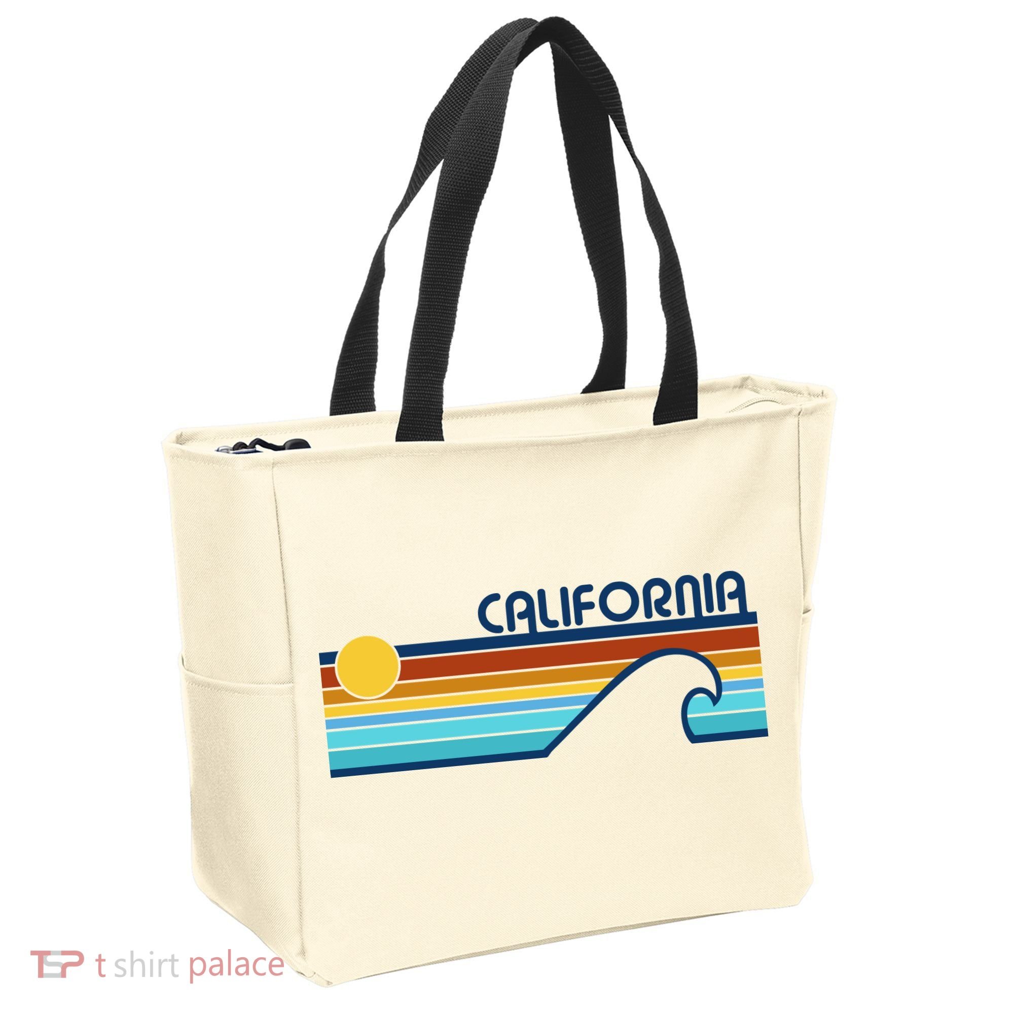 California Retro Sunset Beach Tote Bag