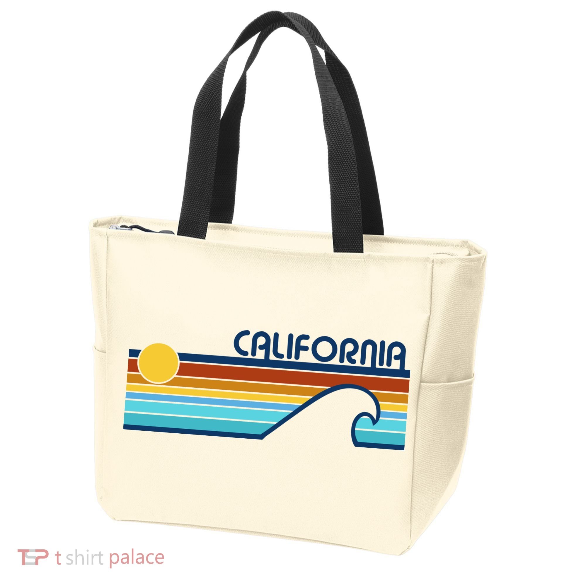 California Retro Sunset Beach Tote Bag