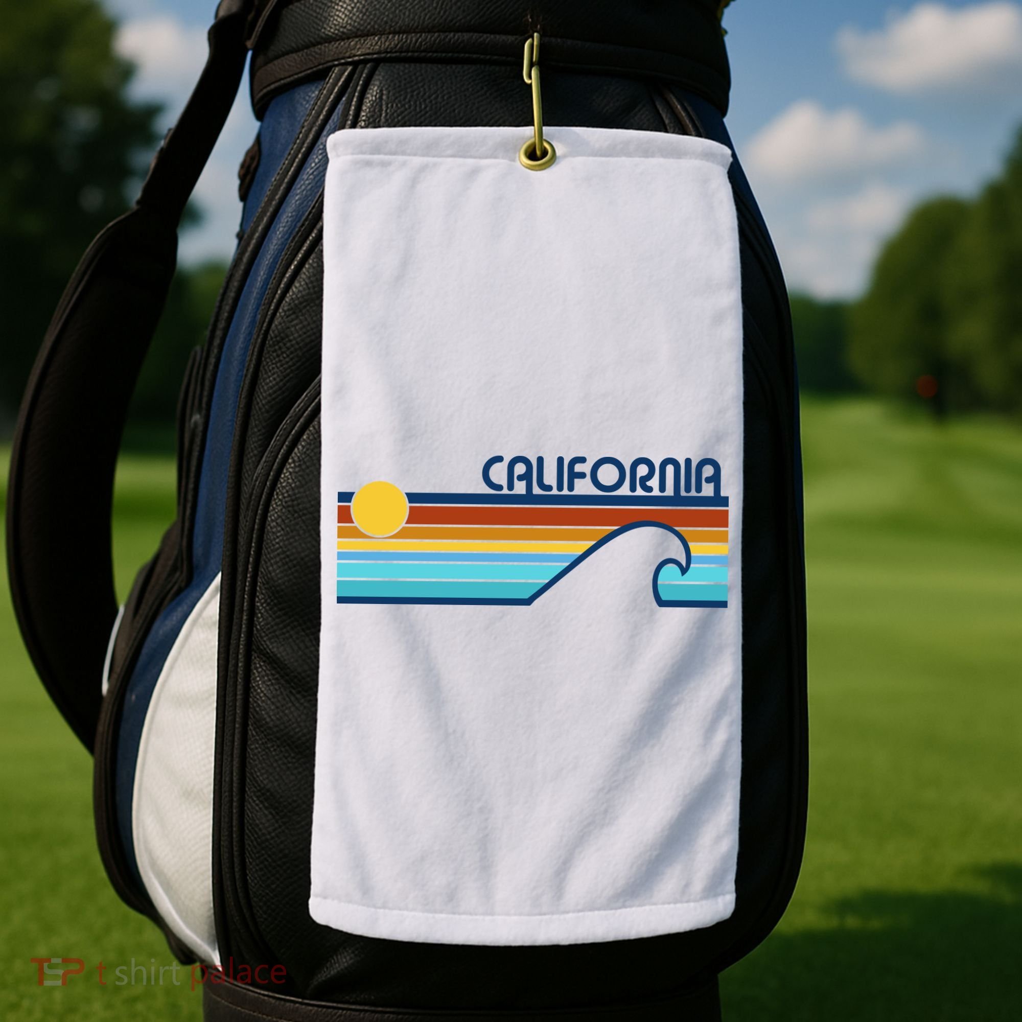 California Retro Sunset Beach Golf Towel