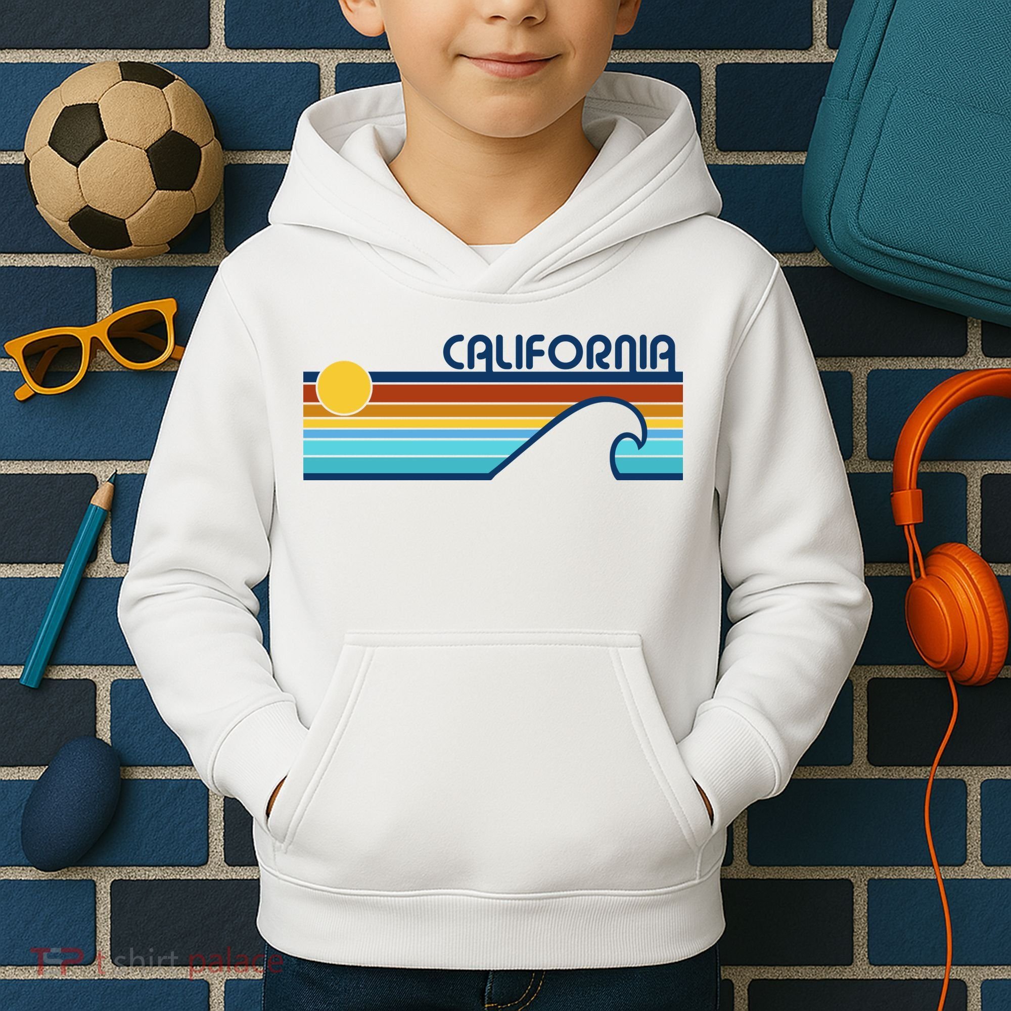 California Retro Sunset Beach Kids Hoodie