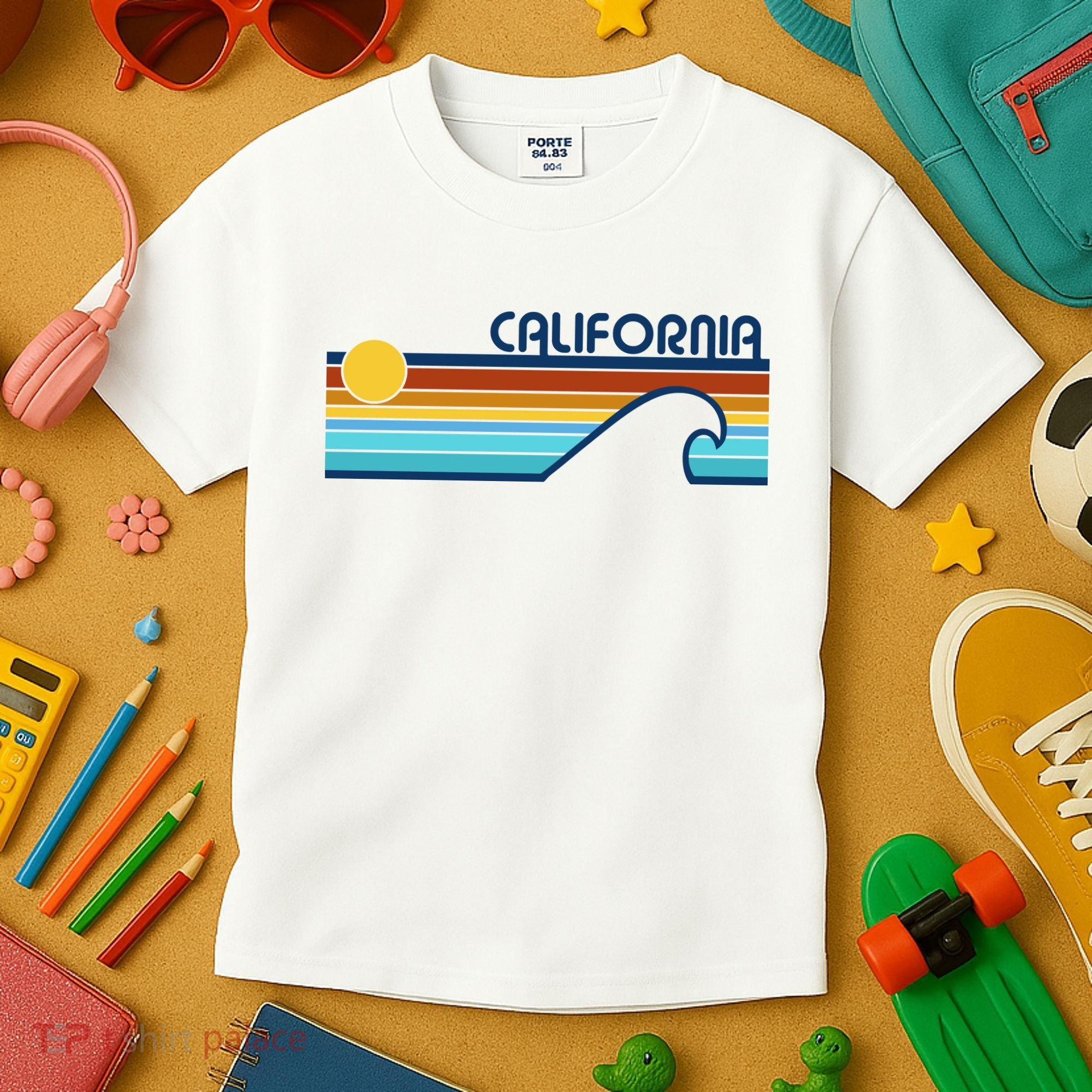 California Retro Sunset Beach Kids T-Shirt