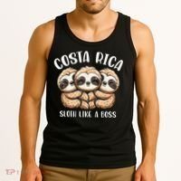 Costa Rica Sloth Like A Boss Costa Rican Travel Vacation Tank Top thumb 3