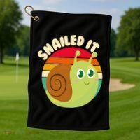 Cute Retro Snailed It Golf Towel thumb 1