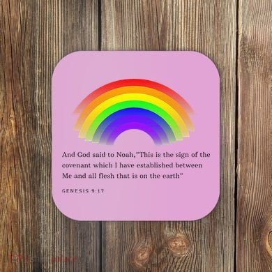 Christian Rainbow Scripture Coaster