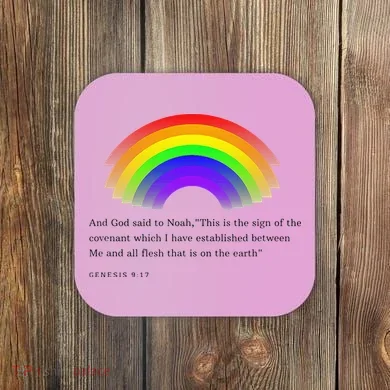 Christian Rainbow Scripture Coaster
