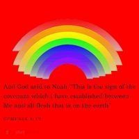 Christian Rainbow Scripture Santa Hat thumb 1