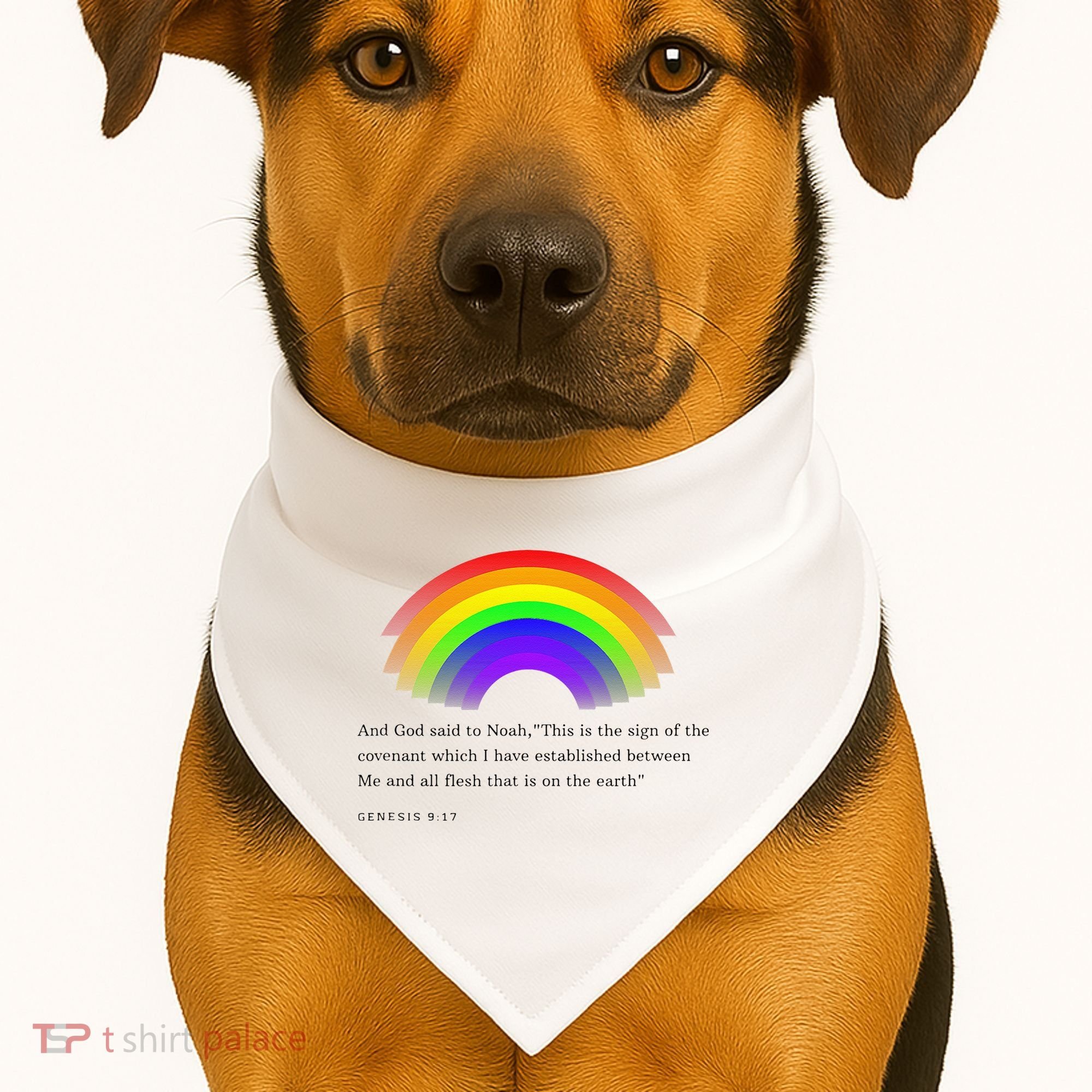 Christian Rainbow Scripture USA-Made Doggie Bandana