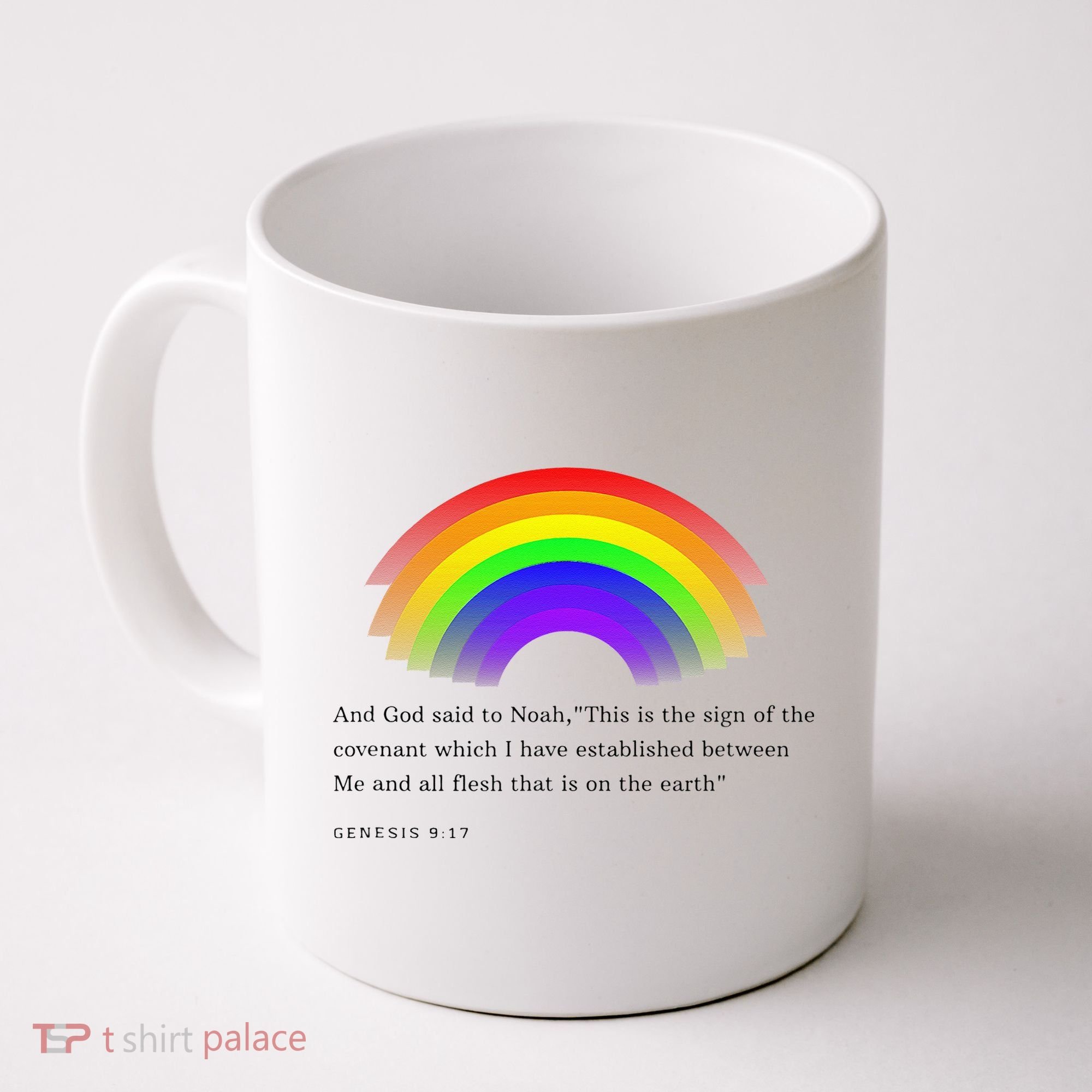 Christian Rainbow Scripture Coffee Mug