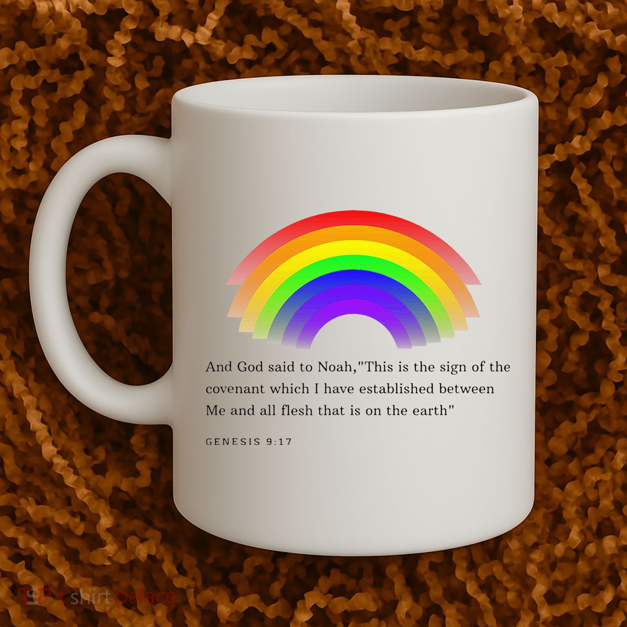 Christian Rainbow Scripture Coffee Mug