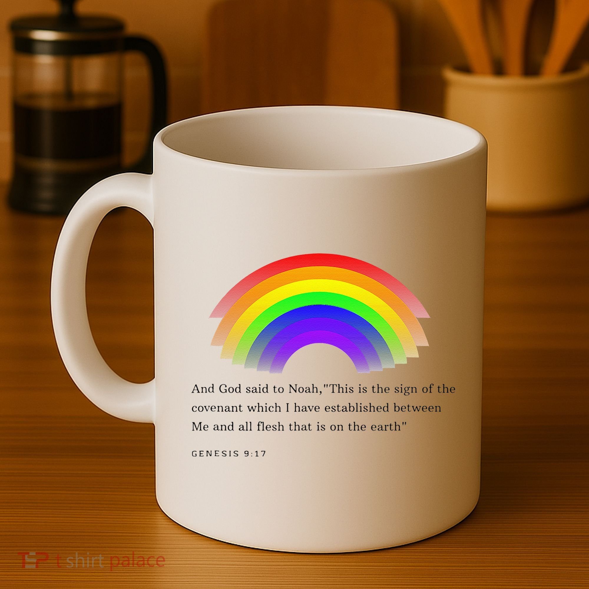 Christian Rainbow Scripture Coffee Mug