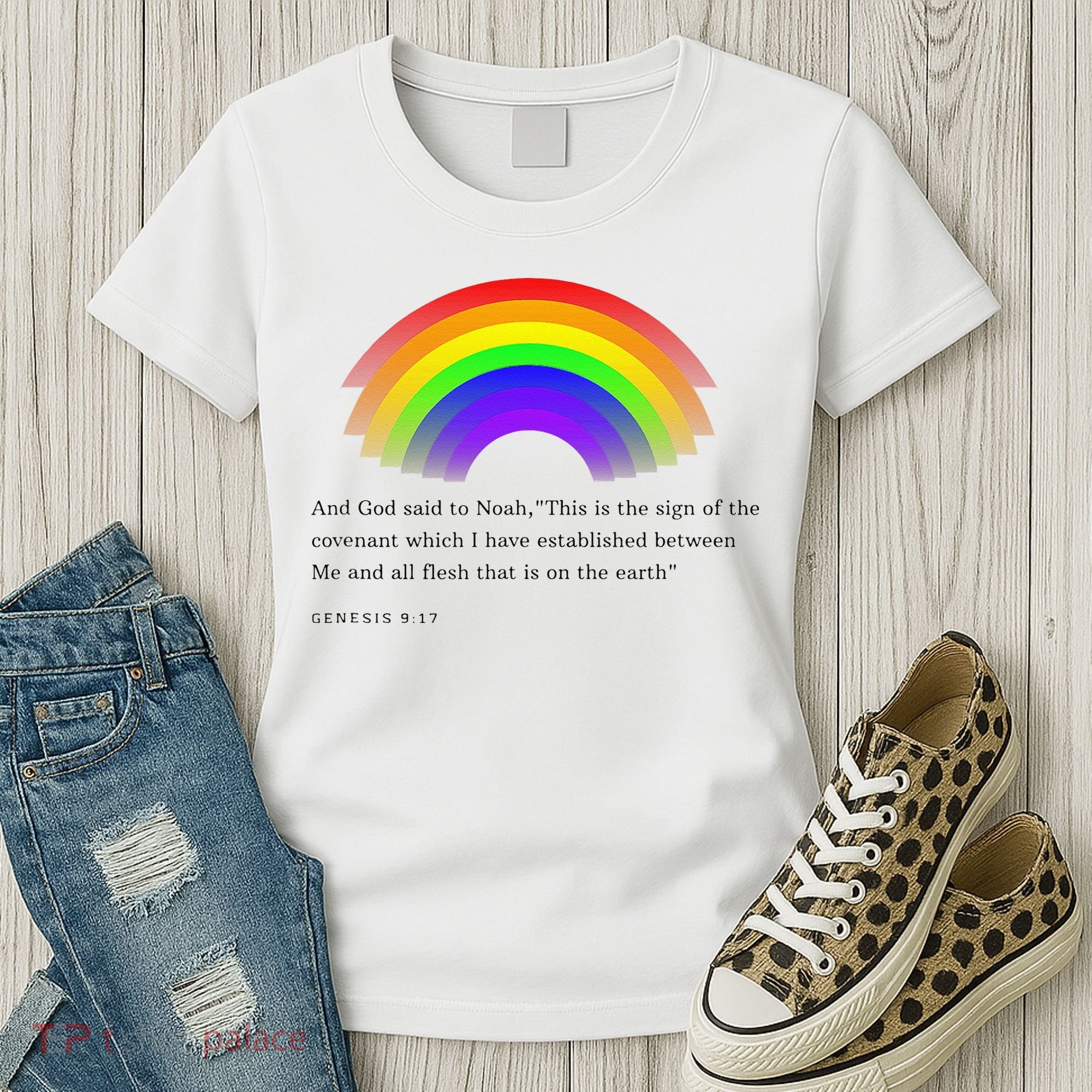 Christian Rainbow Scripture Women's T-Shirt