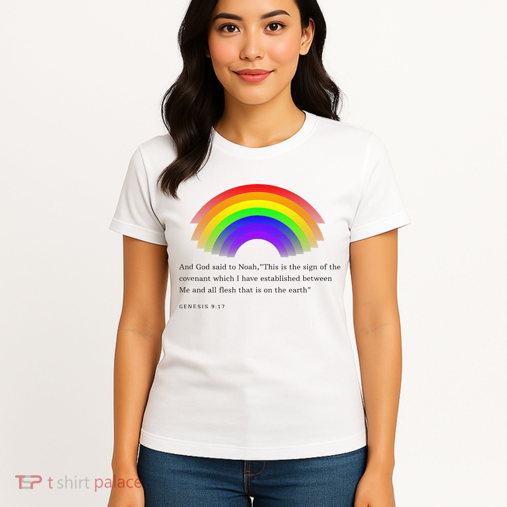 Christian Rainbow Scripture Women's T-Shirt