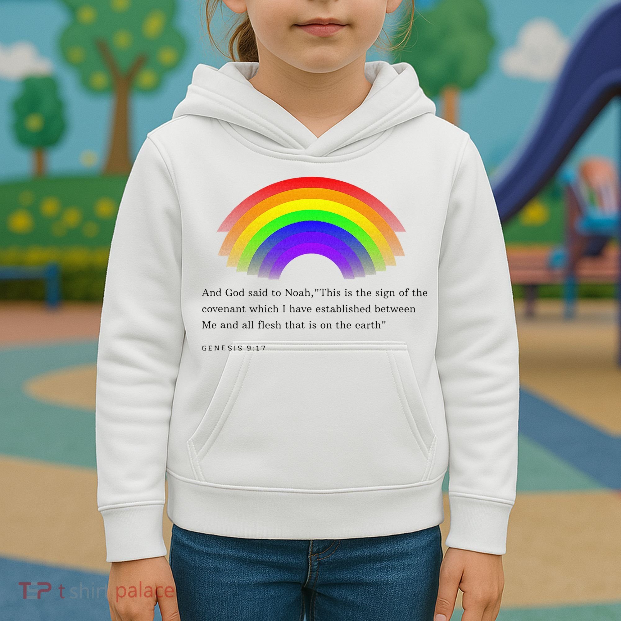 Christian Rainbow Scripture Kids Hoodie