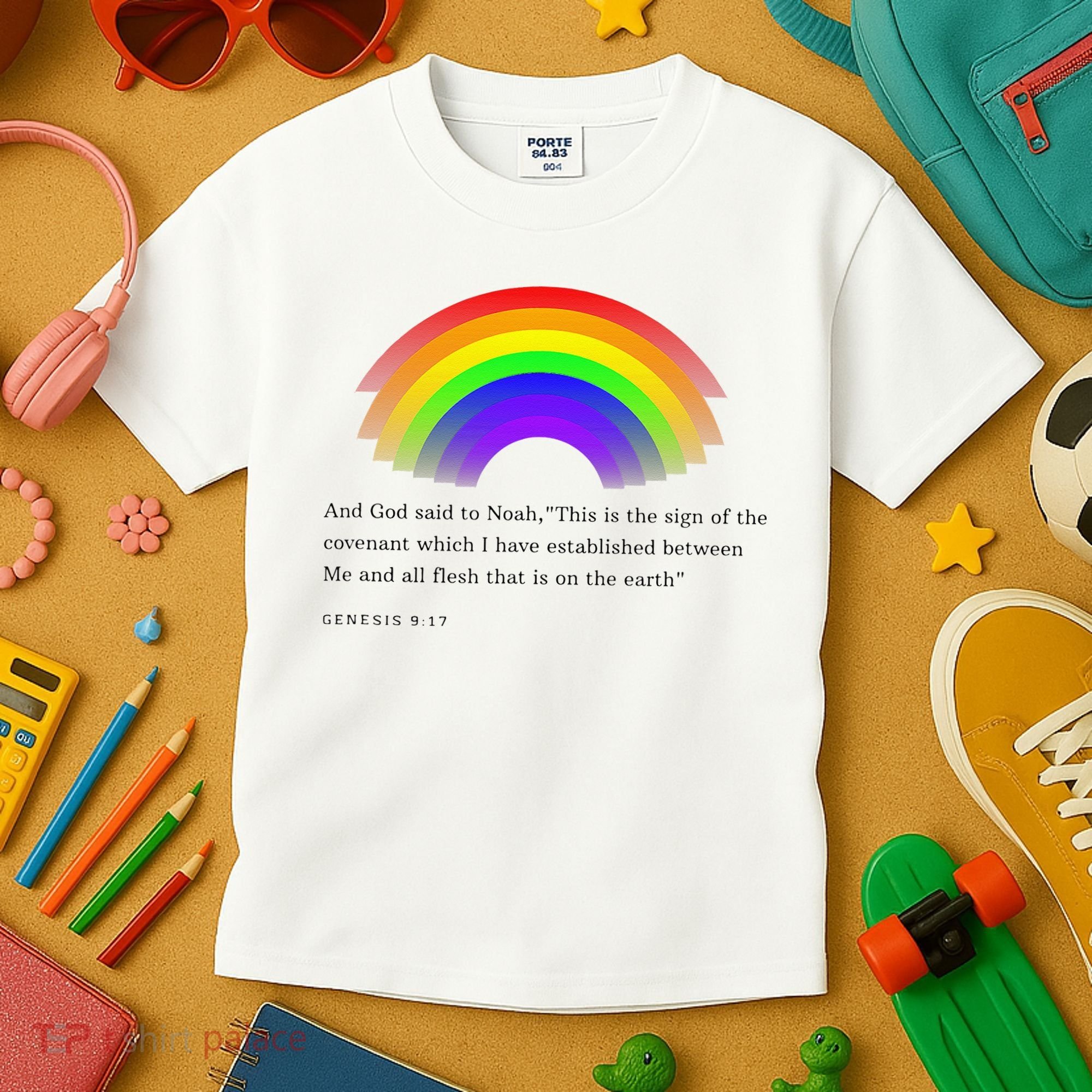 Christian Rainbow Scripture Kids T-Shirt
