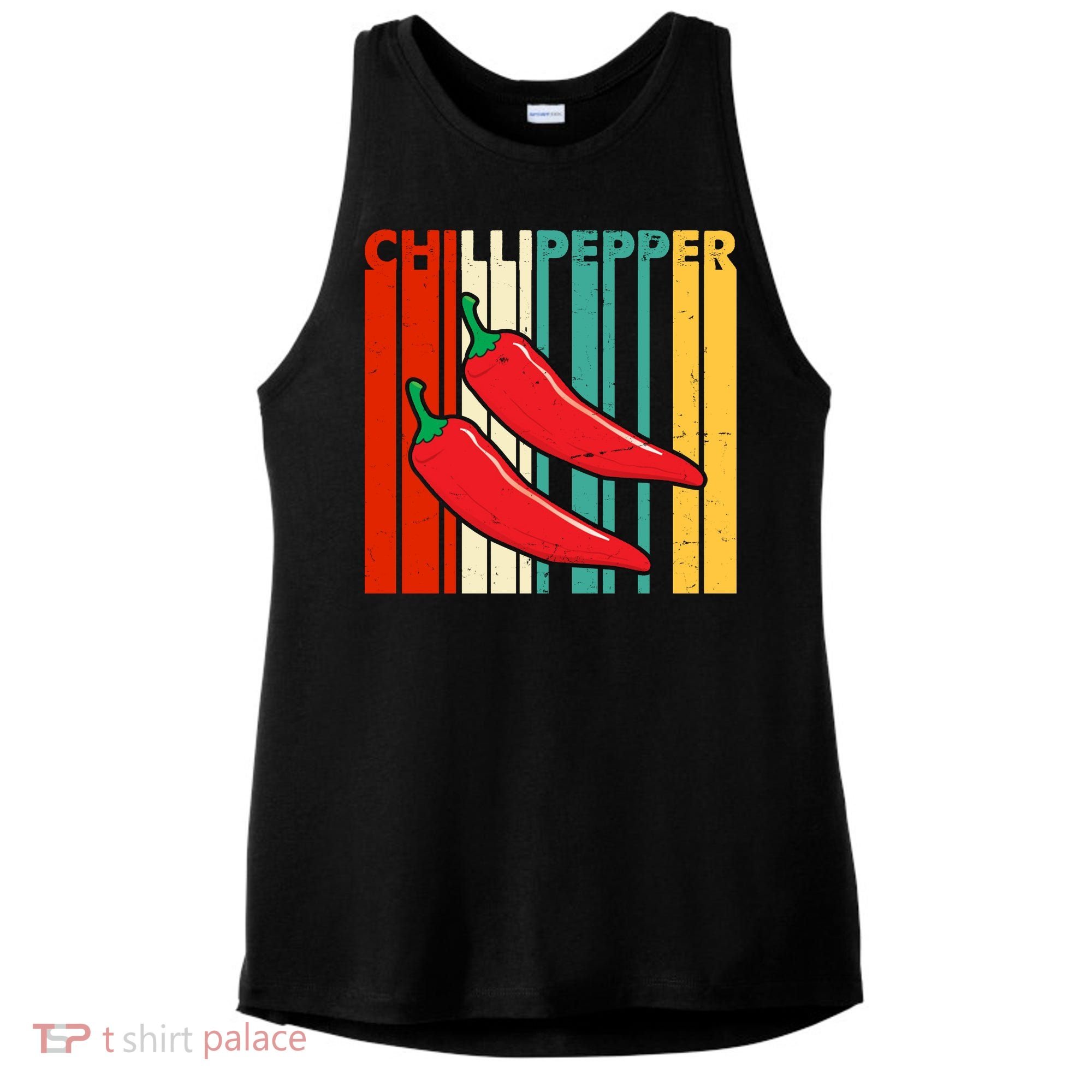 Chillipepper Retro Sunset Ladies PosiCharge Tri-Blend Wicking Tank