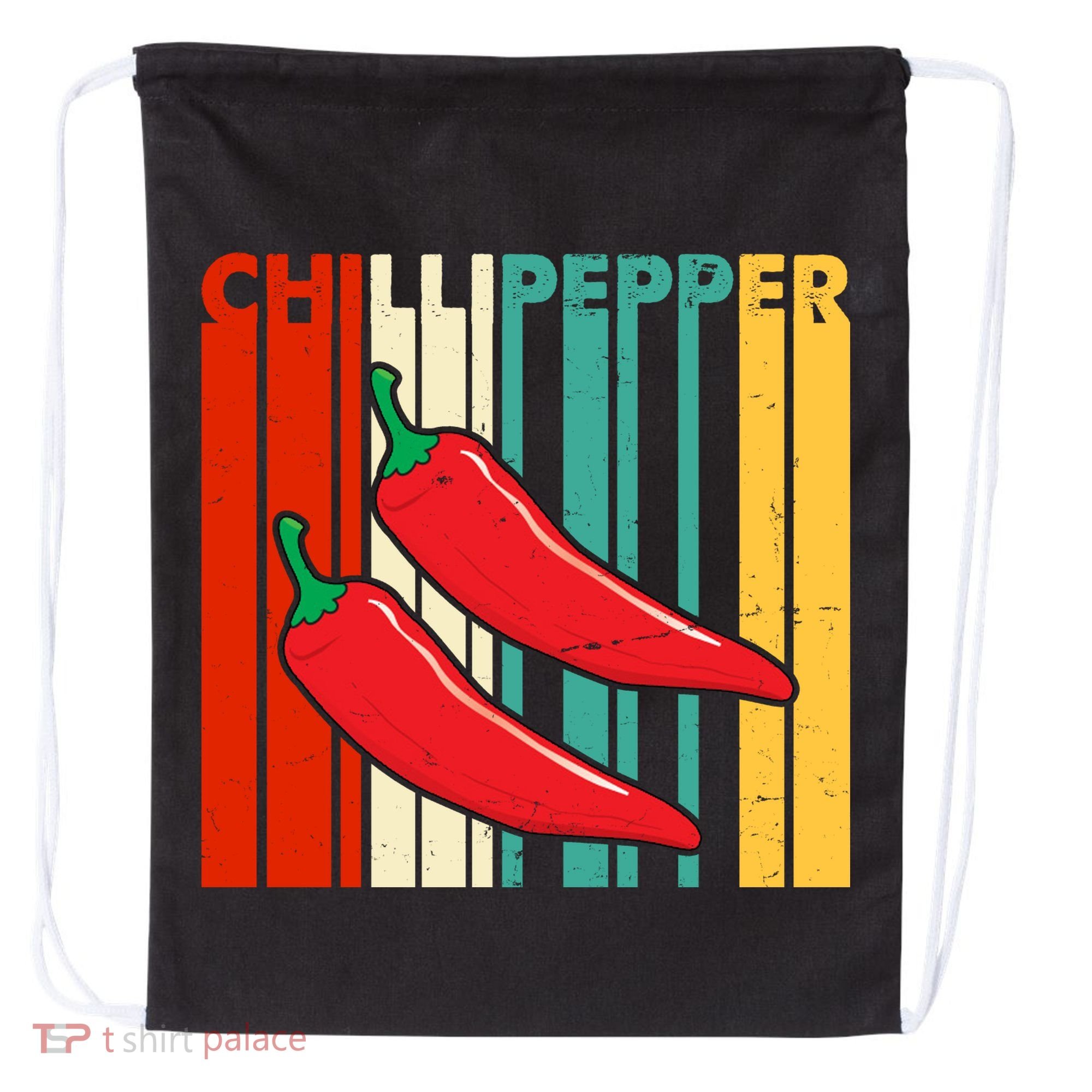 Chillipepper Retro Sunset Drawstring Bag